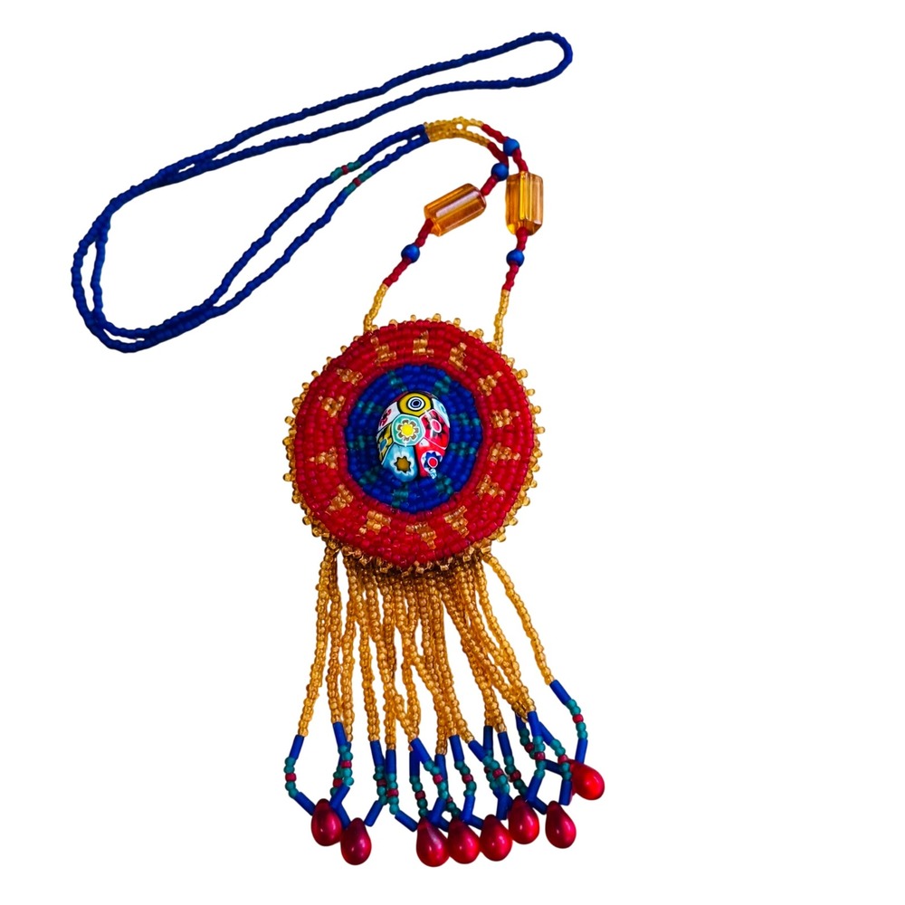 VTG Estate‎ Necklace Venetian Glass Murano Millefiori Beads Colorful Italy 23"